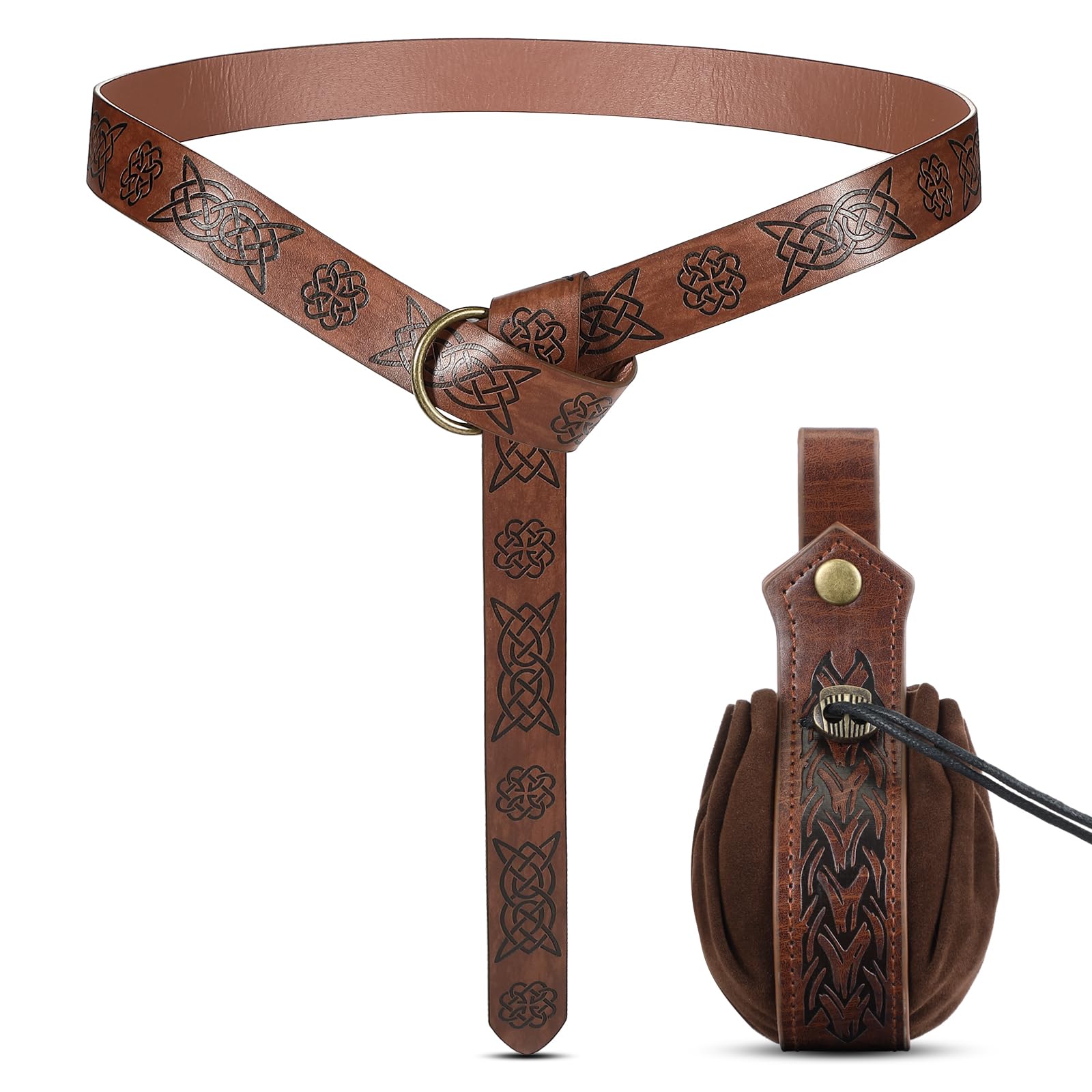 Medieval PU Leather Belt & Pouch Set – Vintage Renaissance Cosplay Accessories for Men & Women ⚔️