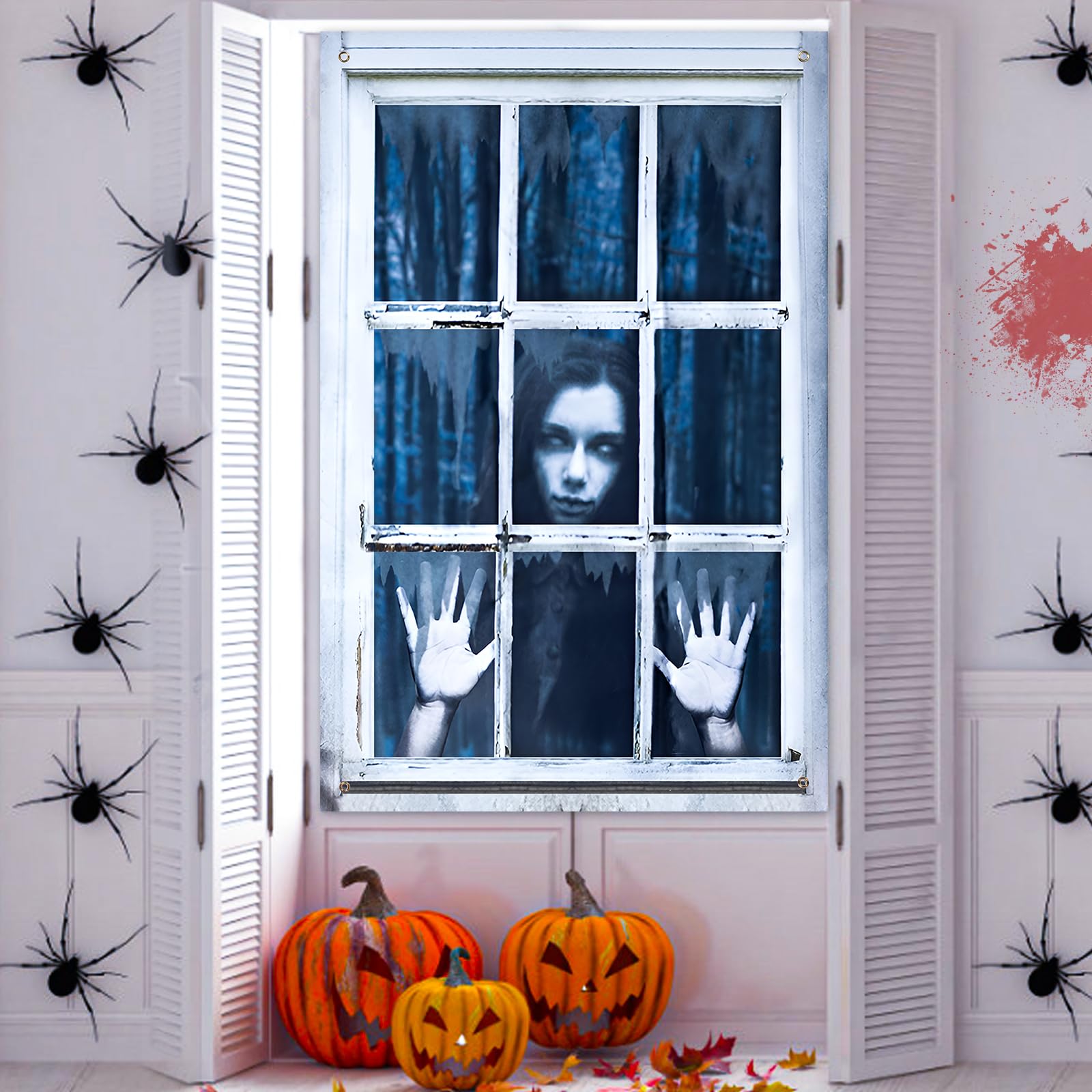 Halloween Fabric Door & Window Banner – Large Scary Hanging Decoration for Indoor & Outdoor Use (31.5" x 47.2")