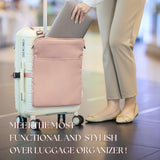 Carry-On Luggage Organizer Harness with Laptop Pocket & Adjustable Straps – Travel Storage Bag Pink