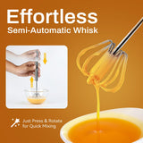 Semi-Automatic Stainless Steel Hand Whisk – One-Press Easy Mixing Tool (10 in)