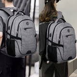 Shrradoo Anti-Theft Laptop Backpack with USB Charging Port & Password Lock – Large Travel & College Backpack (Fits up to 17”) – Grey