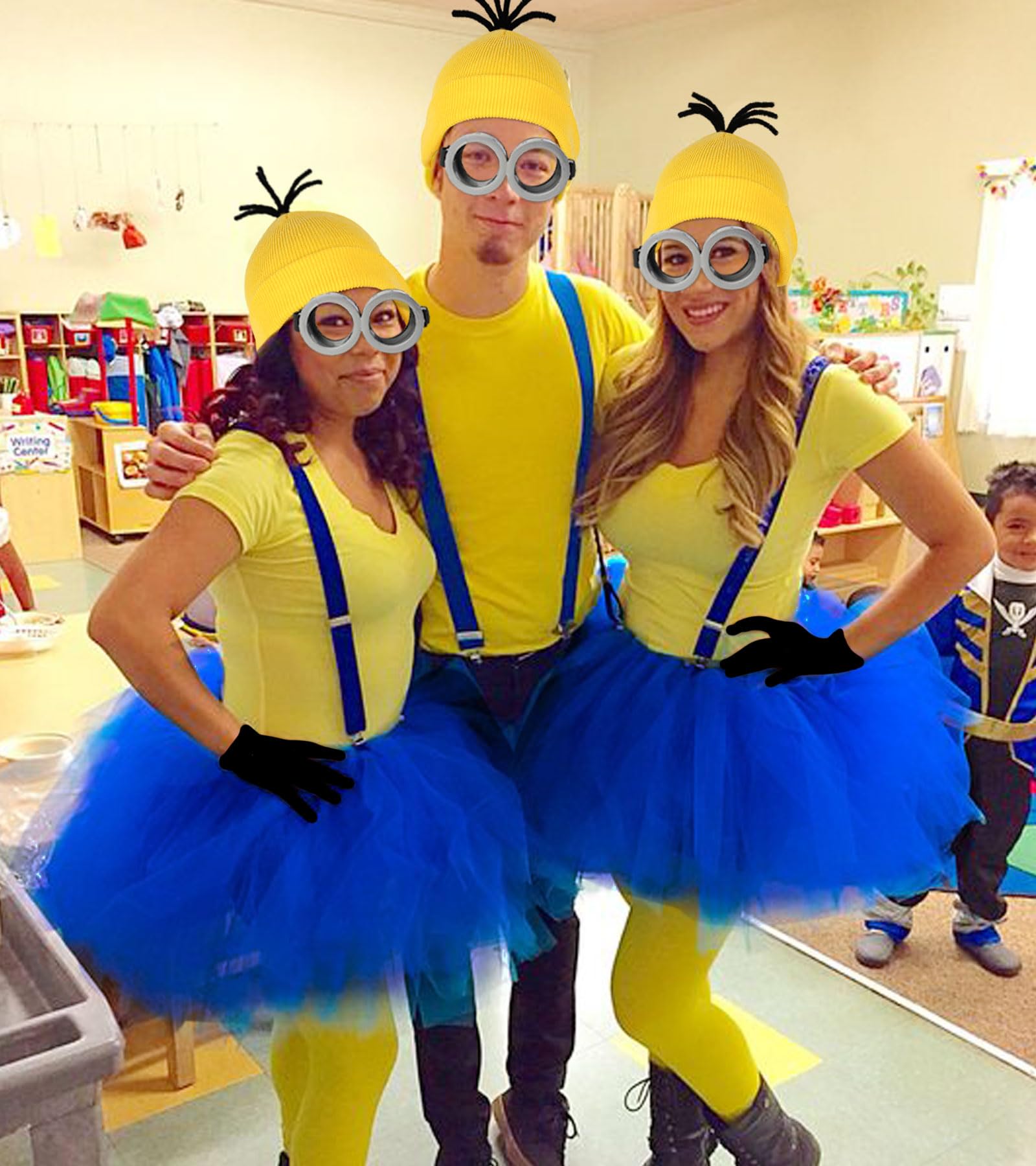 Women’s Blue & Yellow Steampunk Costume Set – 5-Piece Halloween Tutu, Goggles, Beanie, Gloves & Suspenders 💙💛🎭