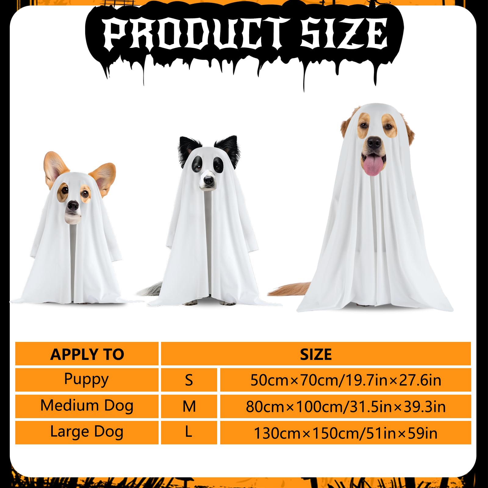 White Dog Ghost Costume – Soft Halloween Pet Outfit for Small Dogs & Cats (Model CWGHZB001)