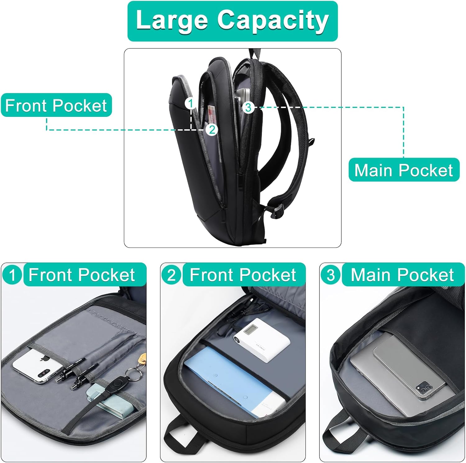 Premium 17-Inch Expandable Business Laptop Backpack for Men | Waterproof Travel Bag with USB Port & Anti-Theft Pocket