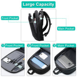 17″ Slim Expandable Business Laptop Backpack with USB Charging Port – Waterproof & Anti-Theft Travel Backpack (Black)