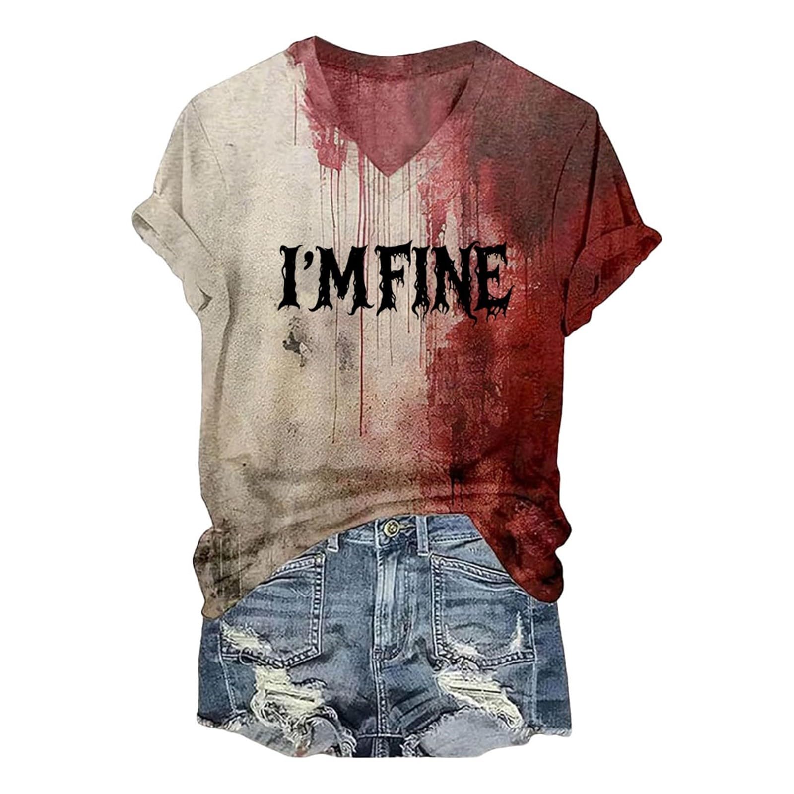 “I’m Fine” Bloody Halloween Shirt – Funny Horror Graphic Tee for Costume Parties & Spooky Events