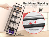 Kuject X-Large Clear Shoe Storage Boxes – Stackable Plastic Sneaker Organizers for Closet & Entryway (Black, 12-Pack)