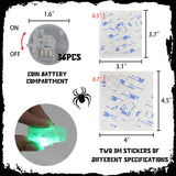 36-Pack Green Light-Up 3D Halloween Spiders – Glow Wall Decorations in 4 Sizes for Party, Windows & Indoor Haunted Decor