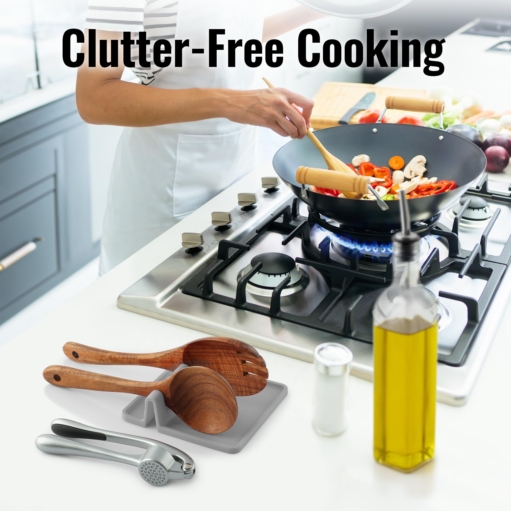 Silicone Spoon Rest for Stove Top – Heat-Resistant Utensil Holder with 4 Slots