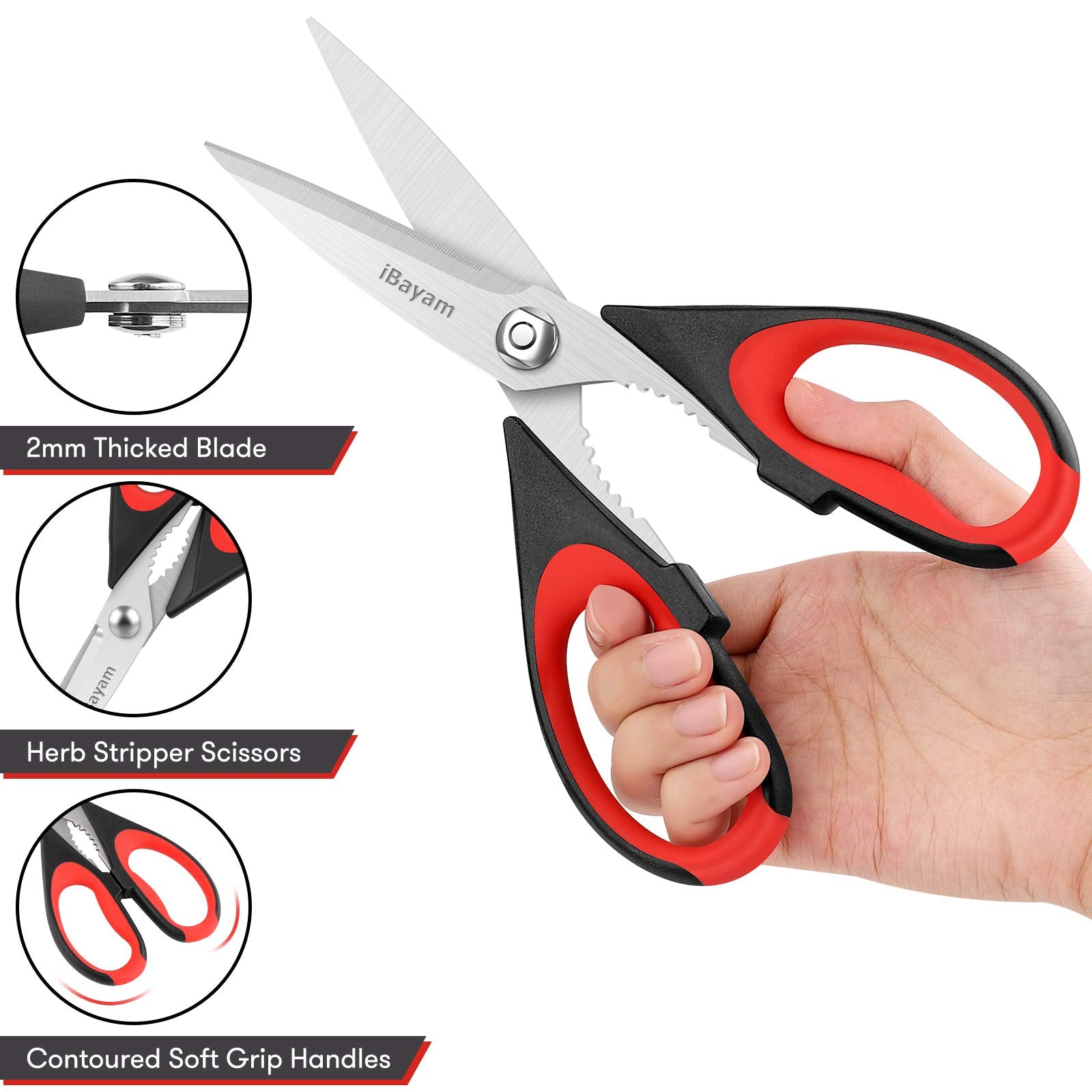 Heavy-Duty Kitchen Scissors – 2 Pack Stainless Steel Multi-Purpose Shears with Comfort Grip