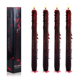 Set of 8 Halloween Bleeding Taper Candles 10 inch Black Taper Candles,Tears Taper Candle for Gothic Halloween Decoration