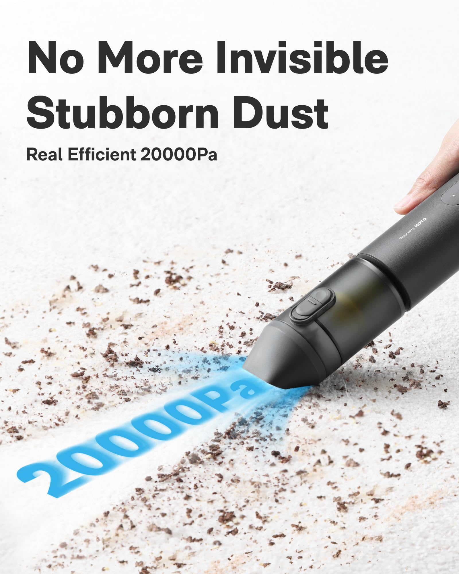 HOTO Cordless Handheld Car Vacuum Cleaner 4-in-1 Mini Air Duster Blower 20000Pa Portable Cleaning Tool Black
