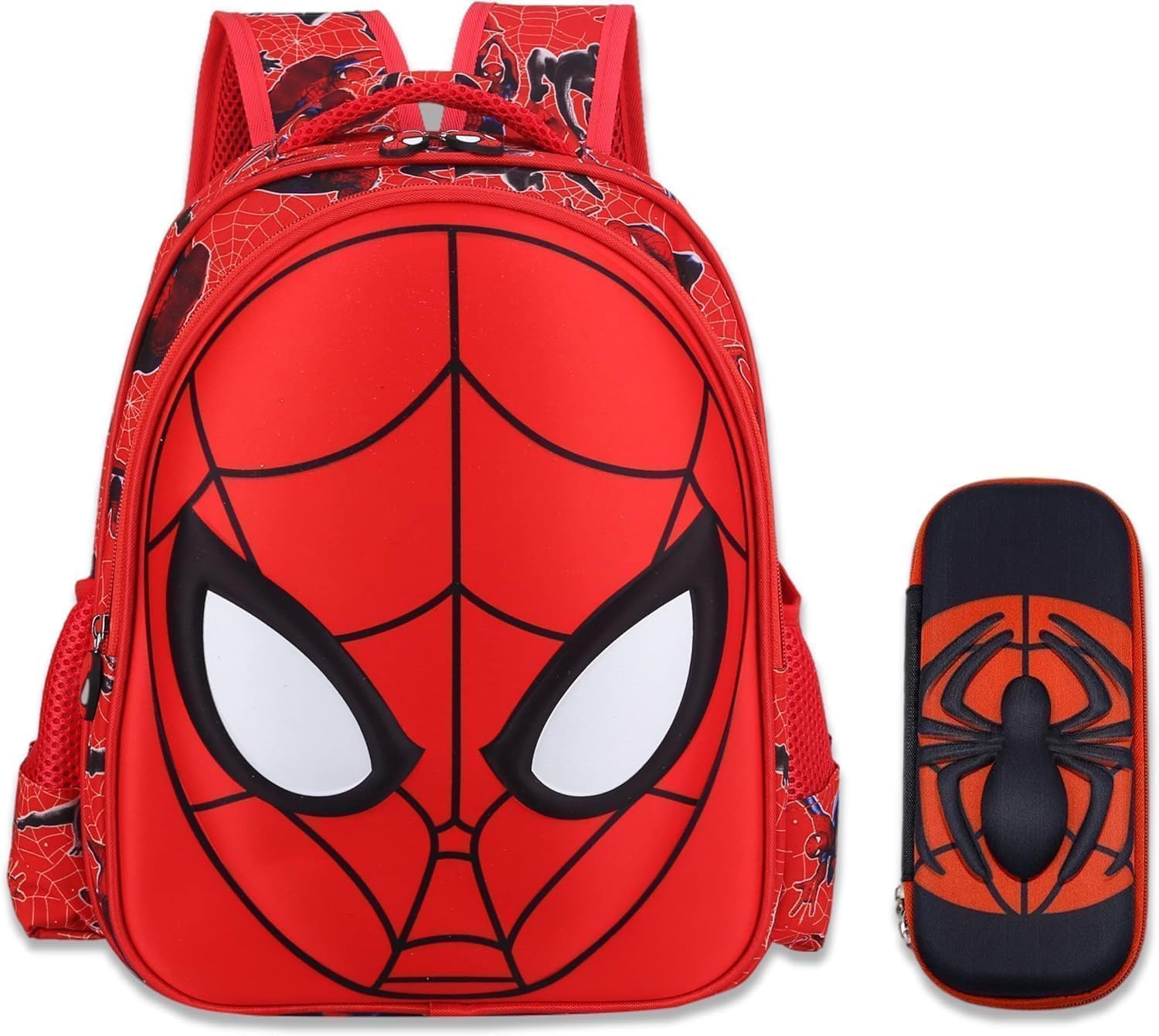 Red 3D Spider School Backpack Set with Pencil Case
