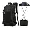 LEVAYHILL 30L Foldable Backpack & Bucket Hat 2-in-1 Lightweight Packable Travel Set – Black
