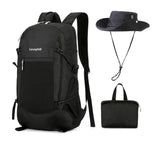 LEVAYHILL 30L Foldable Backpack & Bucket Hat 2-in-1 Lightweight Packable Travel Set – Black