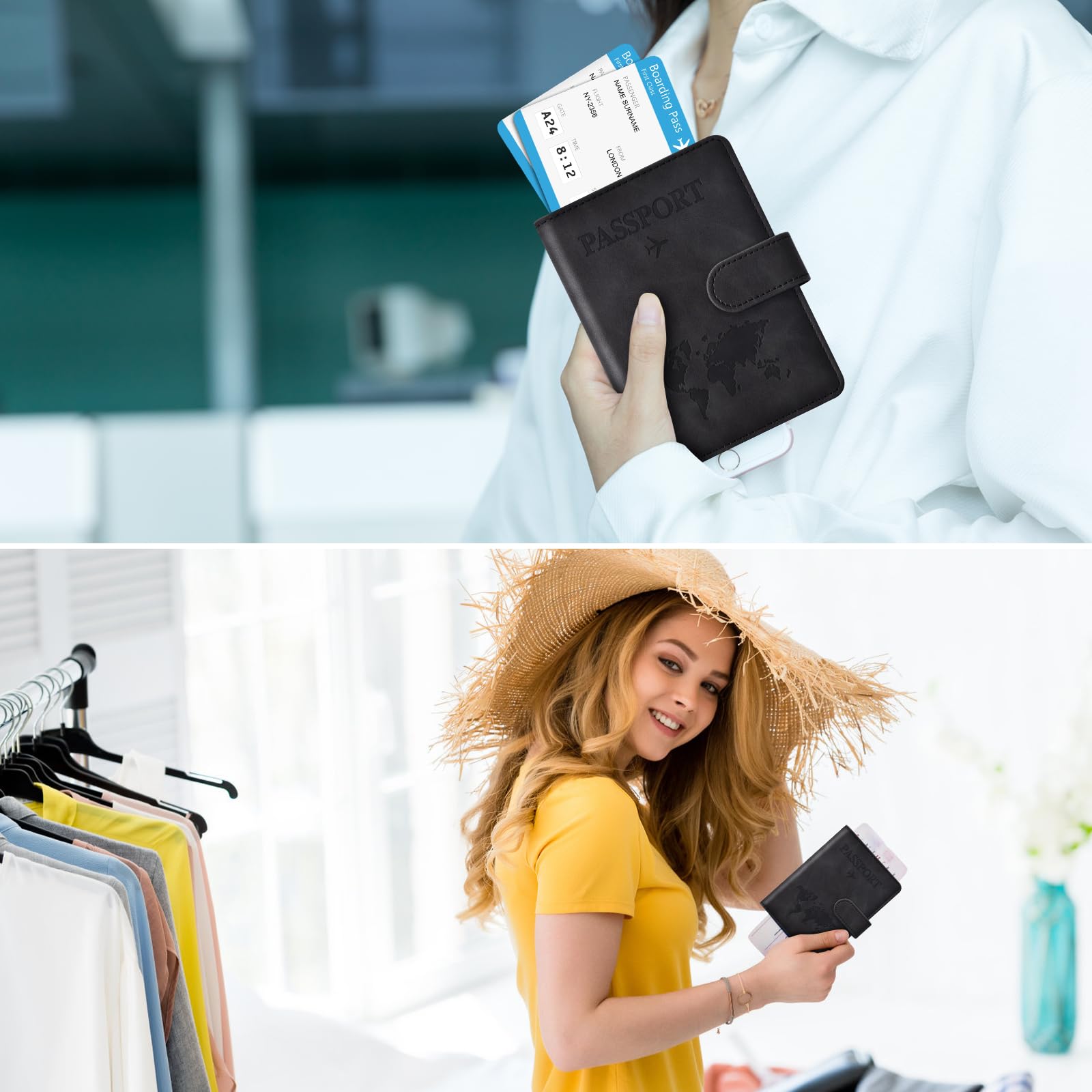 RFID Blocking Passport Holder Wallet with Magnetic Closure – Travel Document Organizer for Men & Women