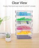 Sooez 6 Pack Extra Large Pencil Box, Plastic Hard Pencil Case Crayon Box Bulk, Clear Marker Organizer Plastic Containers with Lid, Stackable Storage Boxes for Art Craft, Back to School Supplies, Multi