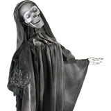 Haunted Hill Farm 63-in. Talking Reaper Halloween Animatronic, Indoor or Outdoor Halloween Decoration with Flashing White Eyes, Poseable and Battery Operated Fright Props for Home or Haunted House