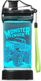 14 oz Kids Monster Truck Light-Up Water Bottle with Leakproof Lid and Carry Strap