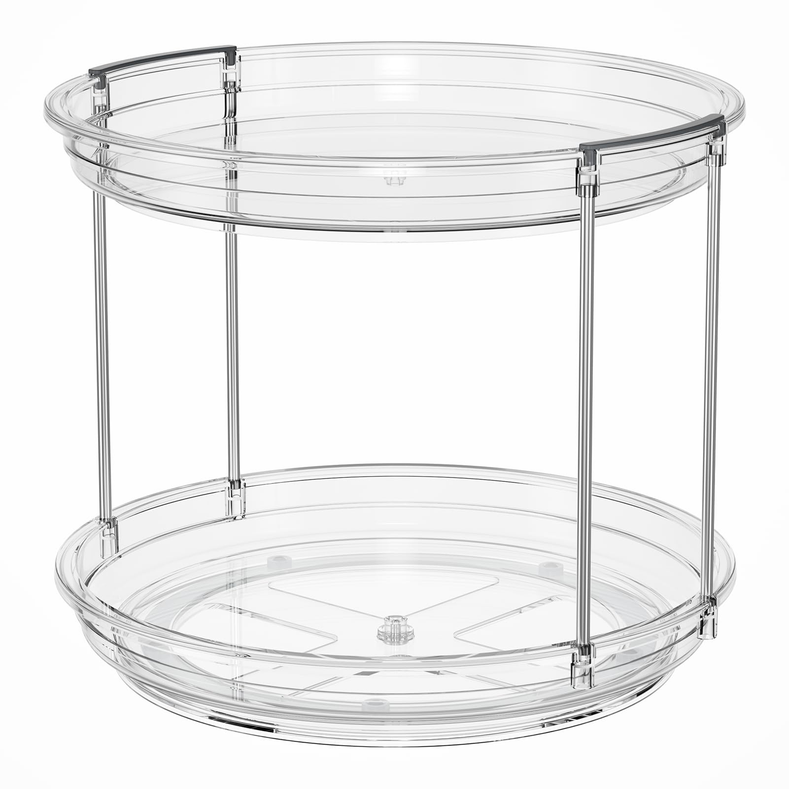 LAMU 2-Tier Lazy Susan Turntable Organizer – Clear Rotating Spice Rack for Cabinets, Pantry & Countertops (9.25”)