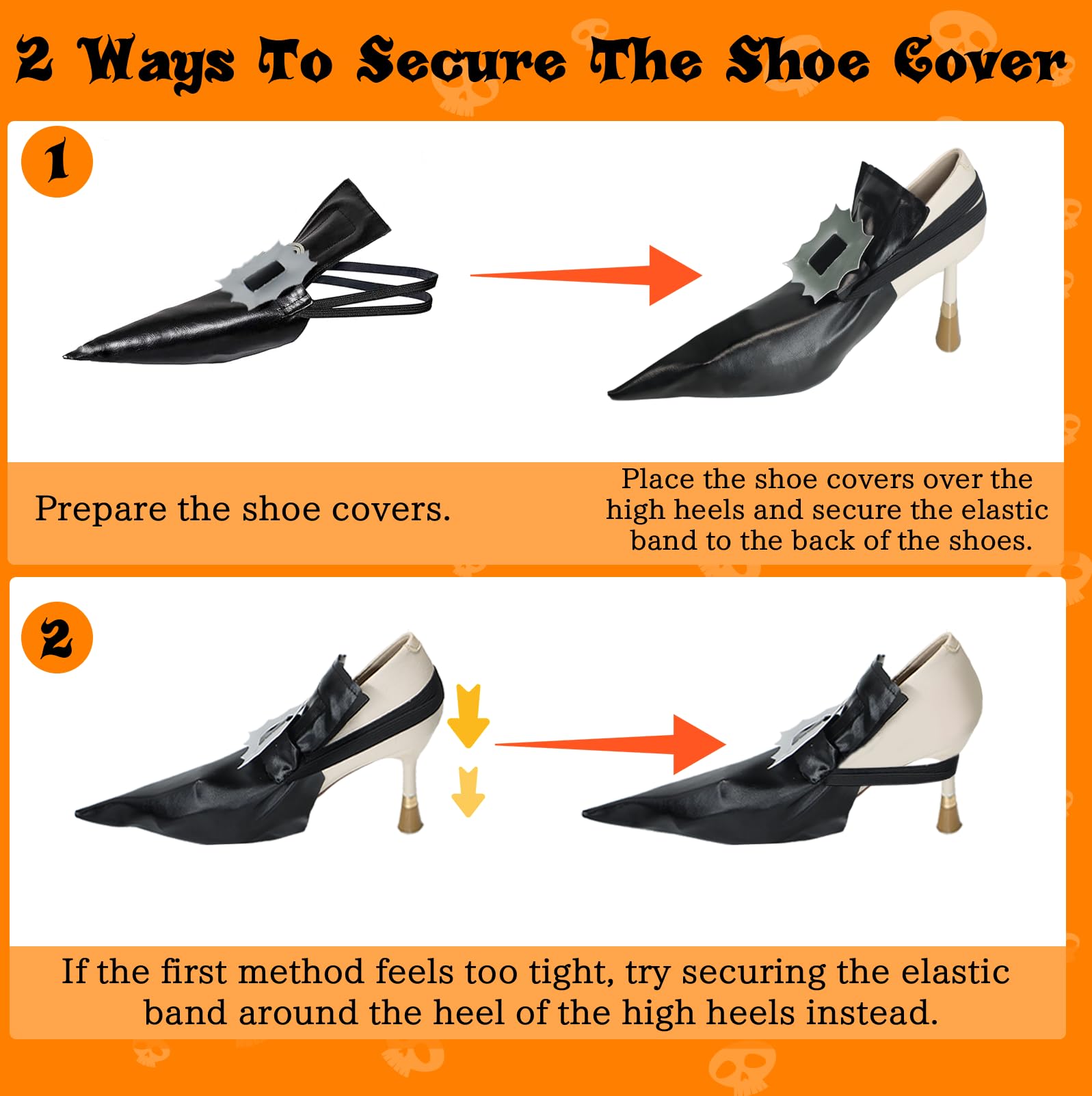 Black Witch Shoe Covers with Buckle – Adjustable Faux Leather Halloween Costume Accessory for Women