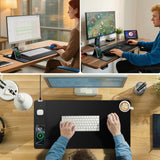 Wireless Charging Mouse Pad 31.5×15.8 Large Desk Mat with 15W Fast Qi Charging Foldable Phone Holder Waterproof Gaming & Office Desk Pad – Black