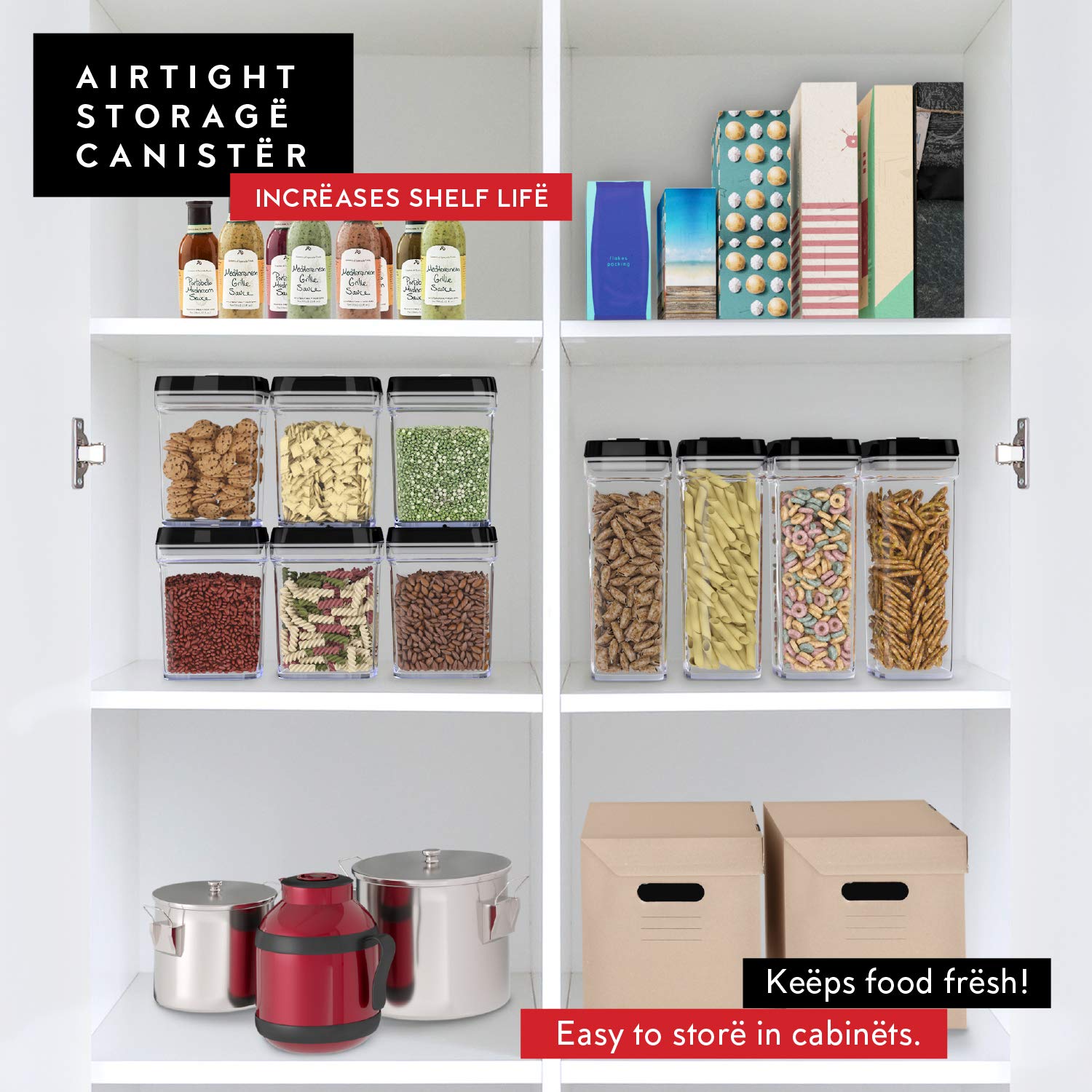 Dwellza 1.7L Airtight Food Storage Containers – 4-Piece BPA-Free Pantry Organization Set