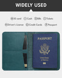 ALLIVE Leather Passport Holder with AirTag Slot – Travel Wallet for Men & Women (Blue)