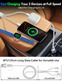 3-in-2 Magnetic Fast Charging Cable – Apple Watch & Phone Travel Charger, USB-C Combo, 4ft (All White)