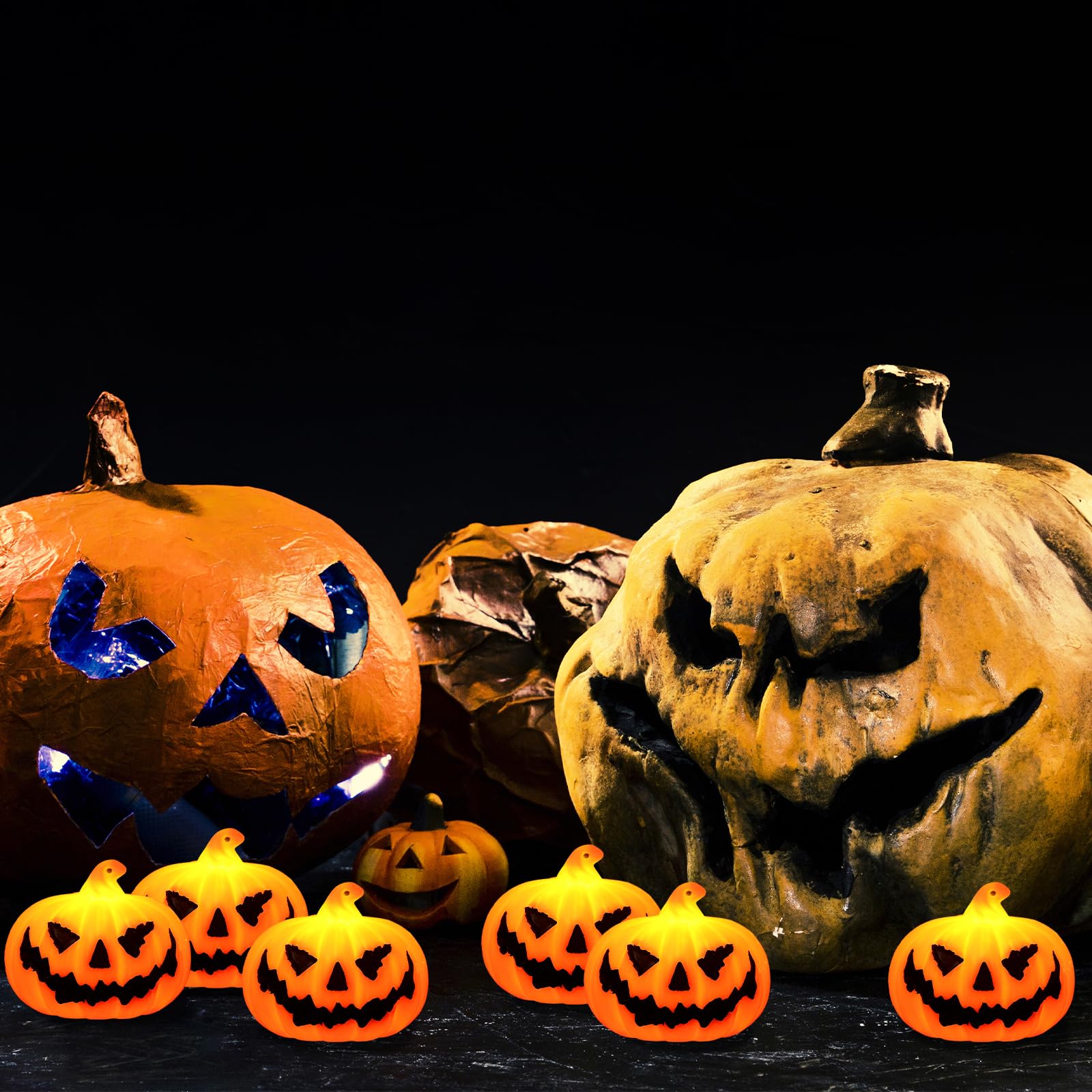 Blinket Mini Pumpkin Flameless Candles – 12 PCS LED Jack-O'-Lantern Set (Style 3)