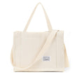 Valleycomfy Vintage Corduroy Tote Bag for Women – Large Casual Shoulder & Crossbody Bag (Beige)