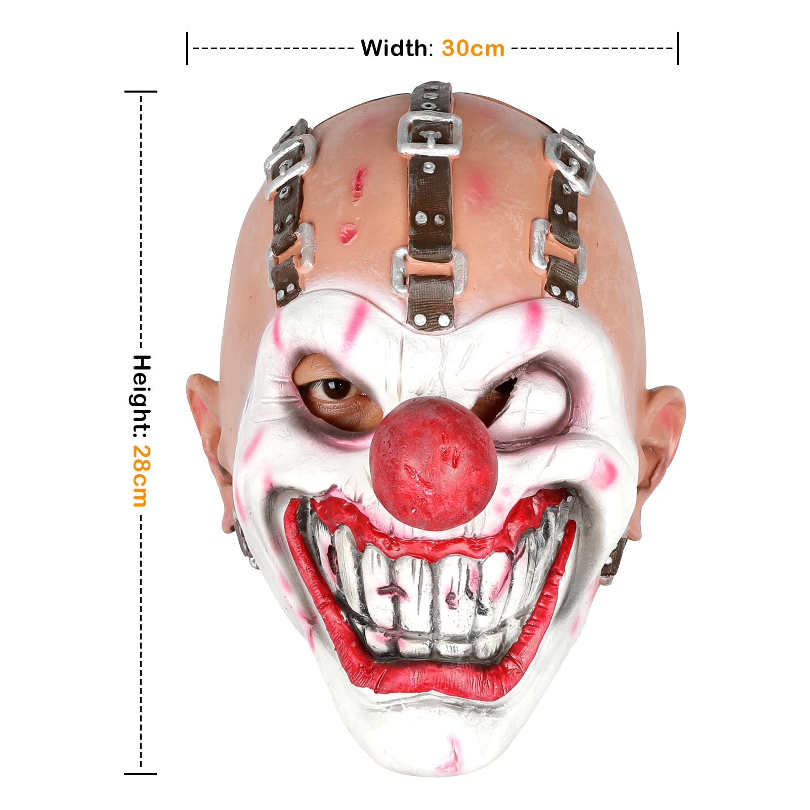 Cyclopia Killer Clown Mask – Horror Latex Sweet Tooth Mask with Black Nose & Sharp Teeth for Halloween Cosplay