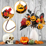 Lcuasc 6pcs Halloween Pumpkins Picks 9-10" Floral Picks with Grimace Pumpkin Berry Maple Leaves for Halloween Gothic Holidays Celebration Home Decor,Black