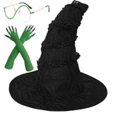 Green Witch Costume Accessory Set – Witch Hat, Green Gloves & Round Glasses for Women 🧙‍♀️💚✨