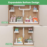 REALINN Expandable Under Sink Organizer 2-Pack – Adjustable Height Pull-Out Cabinet Storage for Kitchen & Bathroom