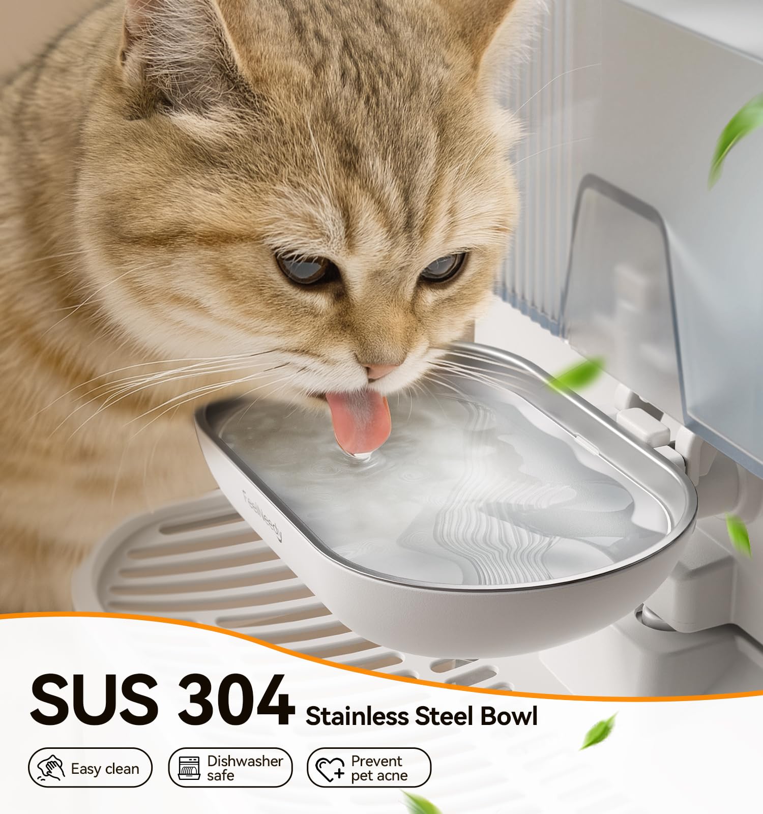 Cordless 3.5L Self-Cleaning Pet Water Fountain with Wastewater Separation & Stainless Steel Bowl