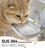 Cordless 3.5L Self-Cleaning Pet Water Fountain with Wastewater Separation & Stainless Steel Bowl