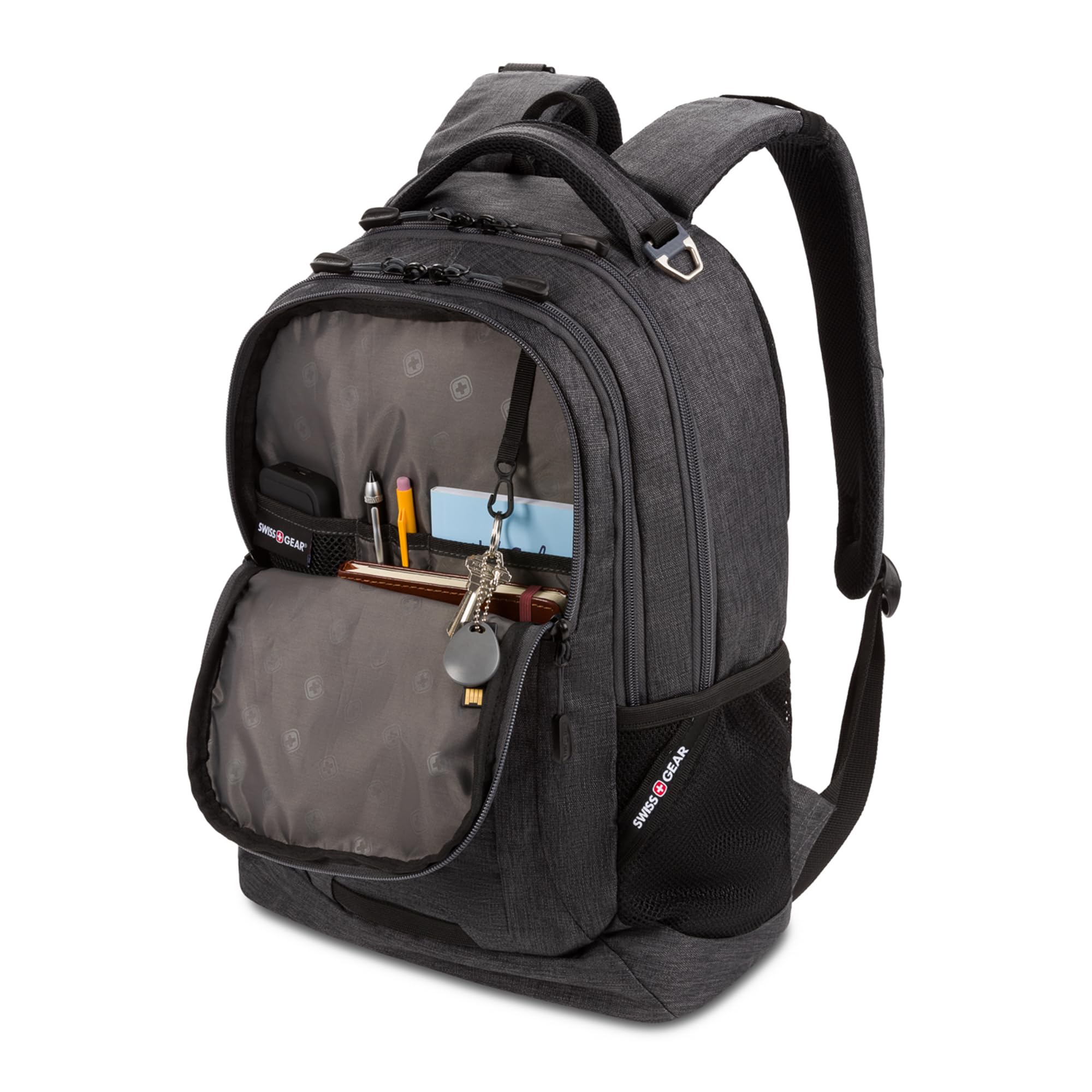 SwissGear 5505 Cecil 16″ Laptop Backpack – Lightweight Everyday Carry with Gear Attachments (Charcoal)
