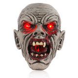 Solar-Powered Zombie Head Halloween Decor – Realistic Resin Outdoor Statue with Light-Up Eyes & Mouth