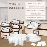 Quilted China Storage Container Set – 5-Piece Dinnerware & Glassware Protection Organizer (12 Place Settings)