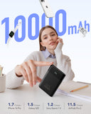 VEGER 10000mAh Slim Power Bank with Built-in USB-C & Lightning Cables – 22.5W Fast Charging Portable Charger for iPhone, Samsung & Travel Devices
