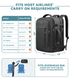 AREYTECO 50L Expandable Carry On Travel Backpack with USB Port, TSA Lay-Flat Design and 17” Laptop Compartment