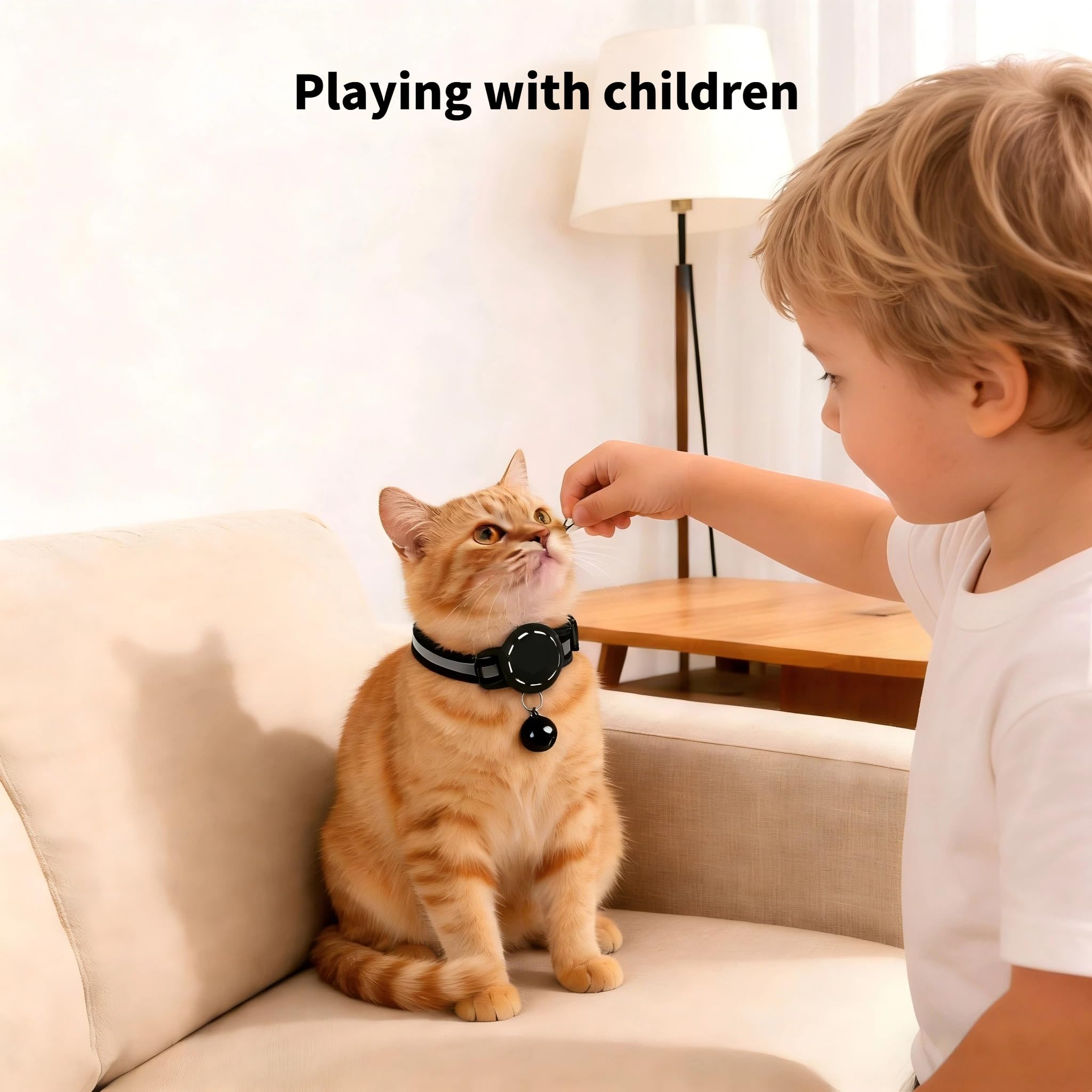 Android Compatible GPS Cat Tracker Collar Waterproof Smart Pet Locator with Find My Device No Subscription
