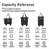 Finnhomy Expandable Rolling Duffel Bag with Detachable Wheels, Foldable Travel Duffel 28L–58L Carry-On (Black)