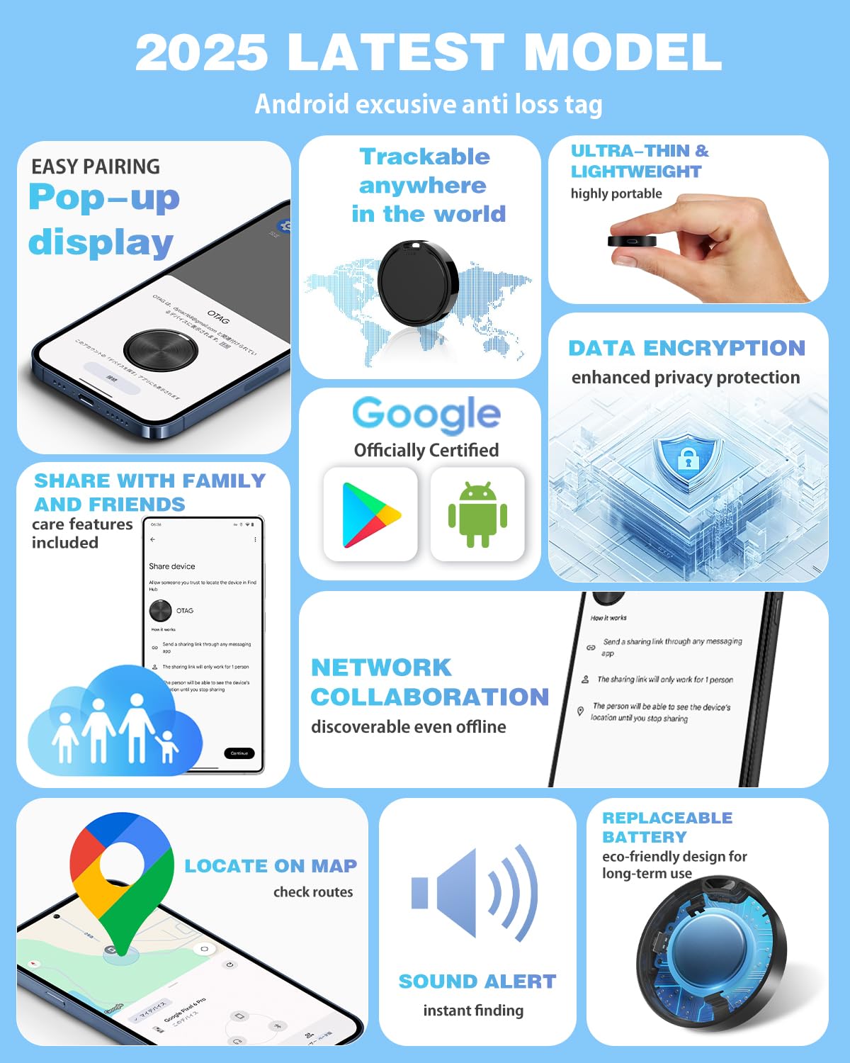 Android Find Hub Bluetooth Tracker Tag 4 Pack, UWB Distance Display, IP65 Waterproof, 2-Year Battery, Google Certified Item Locator