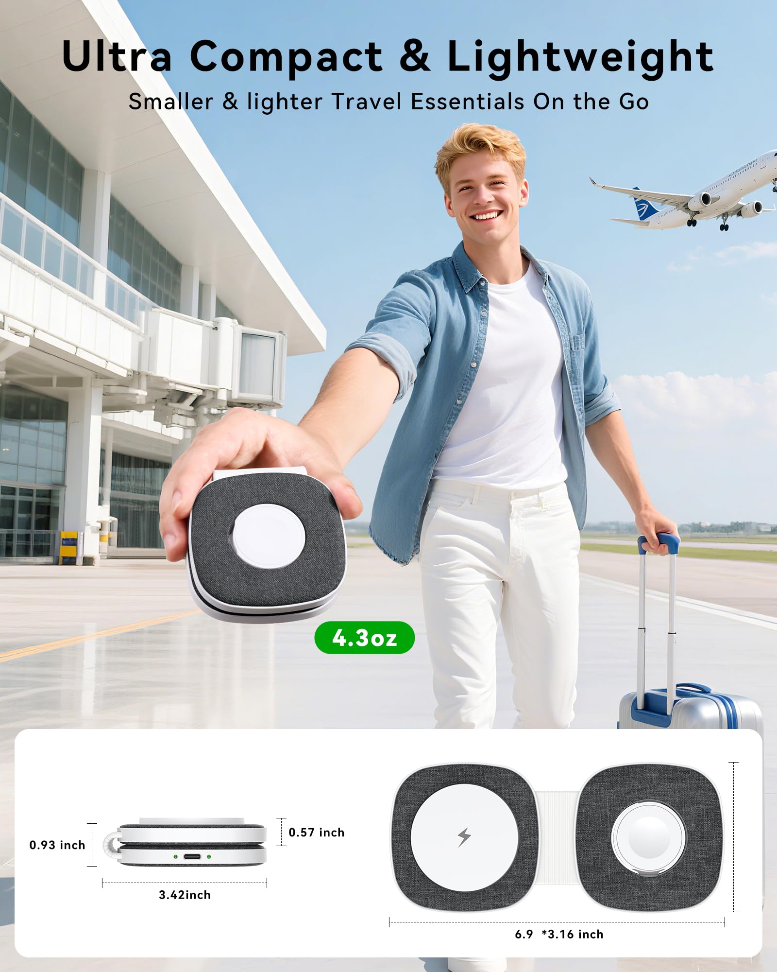 2-in-1 Magnetic Foldable Wireless Charger for iPhone & Apple Watch – Portable MagSafe Charging Stand with Fast Charging Adapter