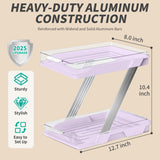 AUGBEAN Pink 2-Tier Clear Pull-Out Organizer Set – Z-Shaped Multi-Purpose Storage for Bathroom, Vanity & Countertop (3 Pack)
