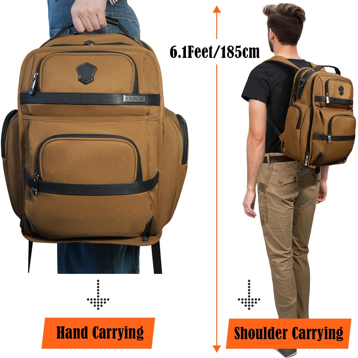 Man wearing professional backpack
