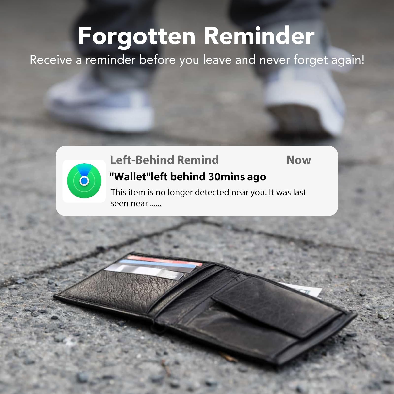 Ultra Slim Wallet Tracker Card Compatible with Apple Find My Rechargeable Bluetooth Tracking Card IP68 Waterproof Black