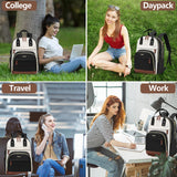 Women’s Laptop Backpack with USB Charging Port – Stylish Business & Travel Backpack for 15.6″ Laptops (Black Beige)